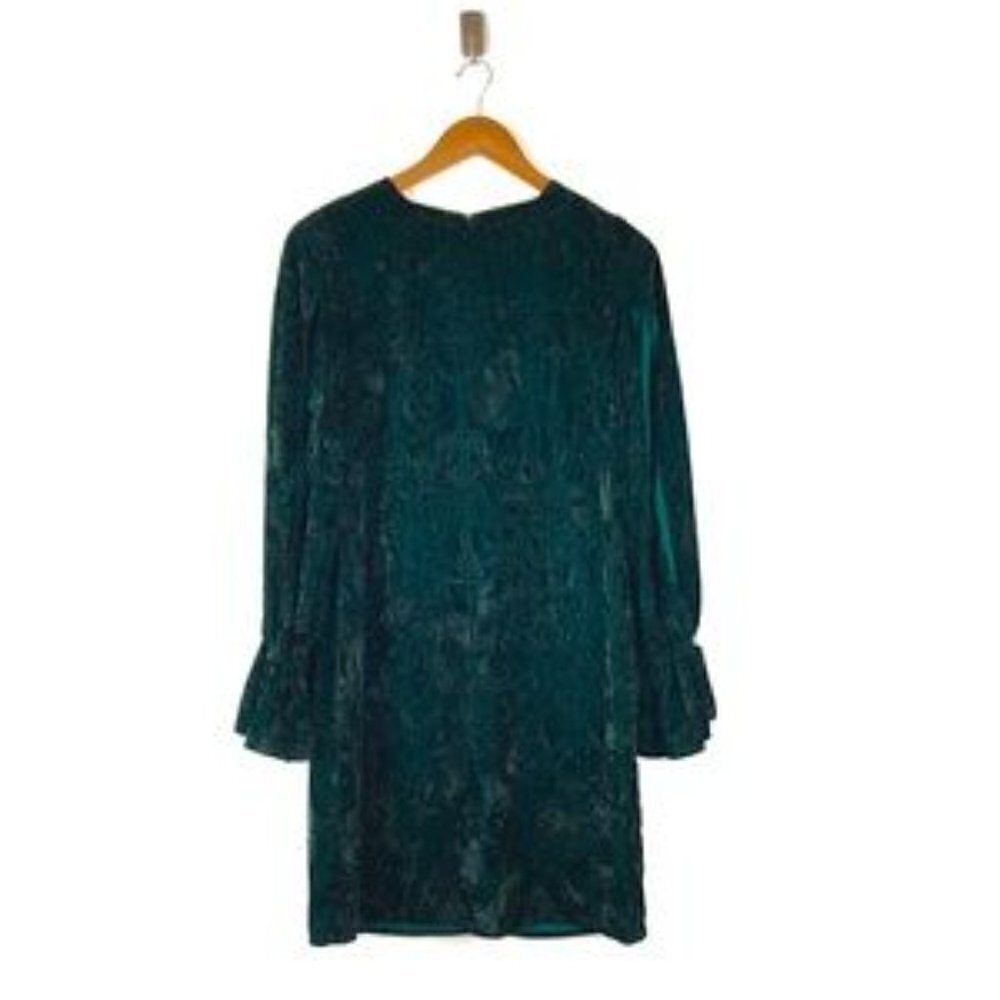 Sam Edelman Slit Sleeve Crushed Velvet Dress size 2 green prom formal - Picture 5 of 8